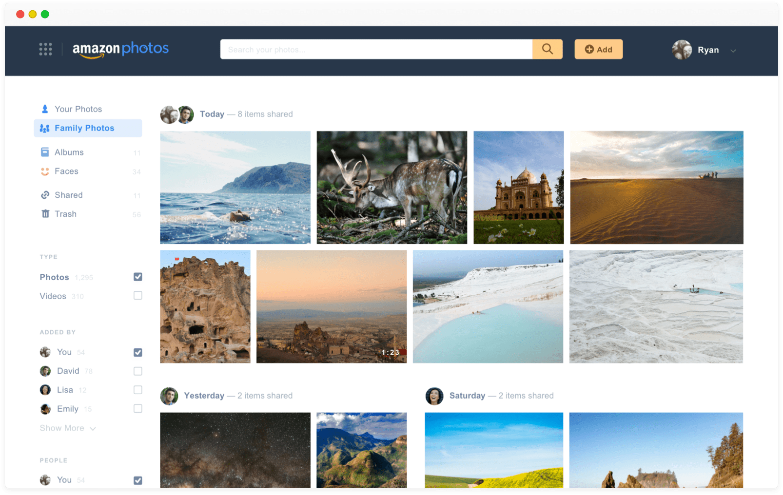 Screenshot from the Amazon Photos website