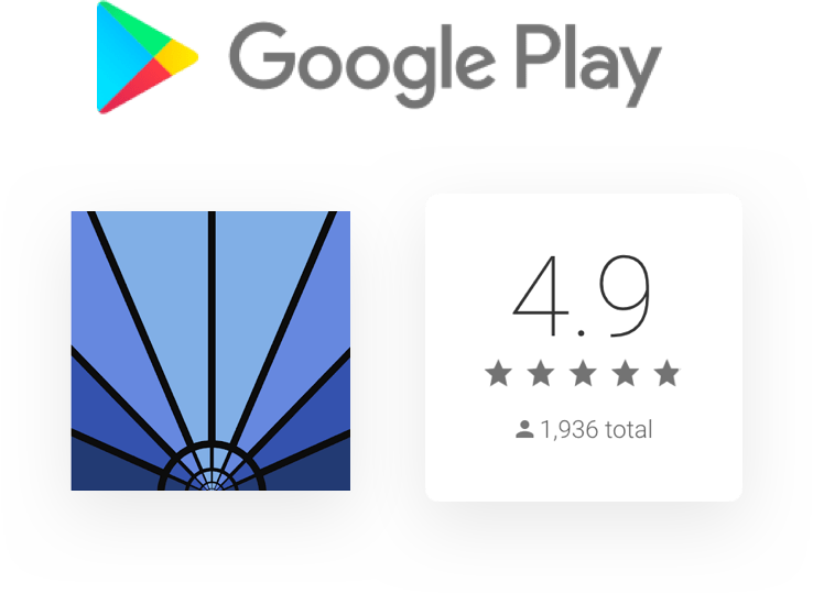 screenshot from the Playstore for Waking Up with 4.9 out of 5 rating